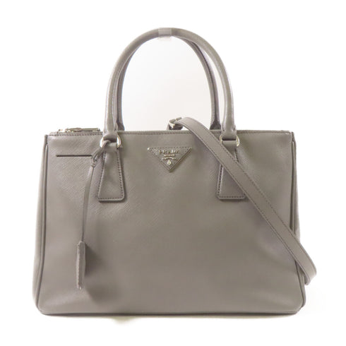 PRADA SHW Saffiano Lux Bag 2 Way Shoulder Bag Calfskin Leather Grey