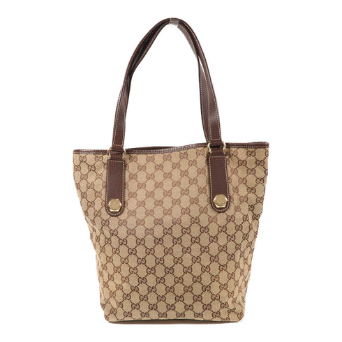 GUCCI GHW Shoulder Tote Bag 153009 GG Canvas Brown