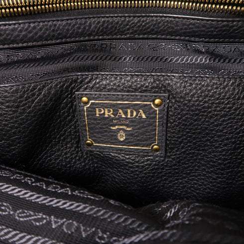 PRADA GHW 2 Way Shoulder Bag 1BG694 Calfskin Leather Black
