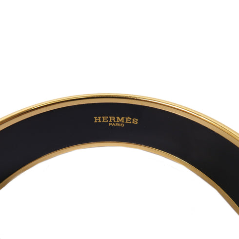 HERMES Bangle Bracelet Accessories Enamel Metal Gold Brown
