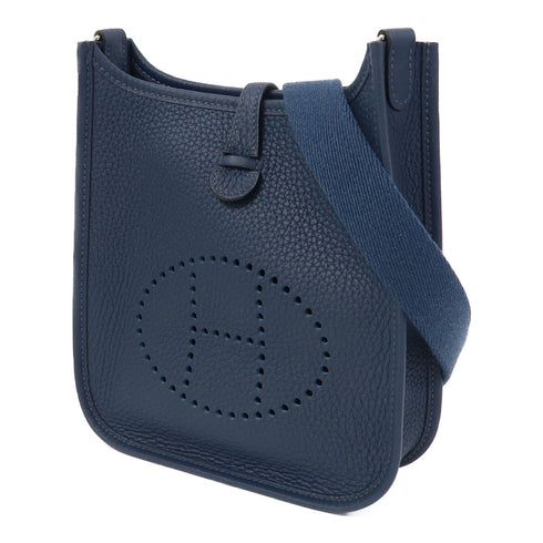 HERMES PHW Evelyne TPM Shoulder Bag Taurillon Clemence Bleu De Prusse