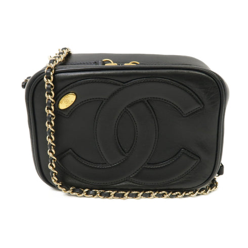 CHANEL CC GHW Coco Mark Mania Camera Case Shoulder Bag Lambskin Leather Black