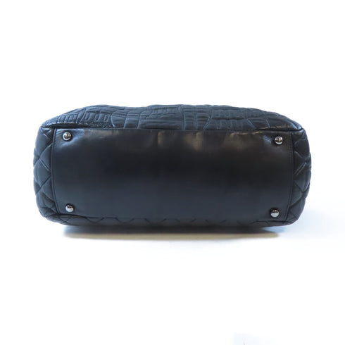 CHANEL CC Chain Shoulder Handbag Lambskin Leather Black