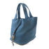 HERMES PHW Picotin MM Tote Bag Handbag Clemence Leather Colvert Blue