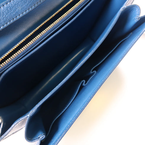 CELINE GHW Classic Box Shoulder Bag Calfskin Leather Blue