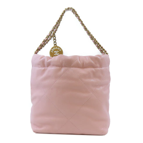 CHANEL Quilted CC GHW C22 Mini 2 Way Shoulder Handbag Calfskin Leather Pink