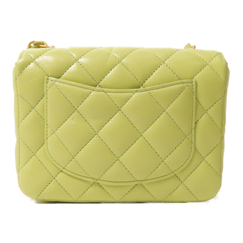 CHANEL Quilted CC GHW Chain Shoulder Bag AS3738 Lambskin Leather Green
