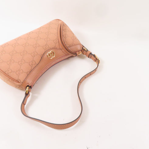 GUCCI GHW Ophidia Shoulder Bag GG Canvas Pink