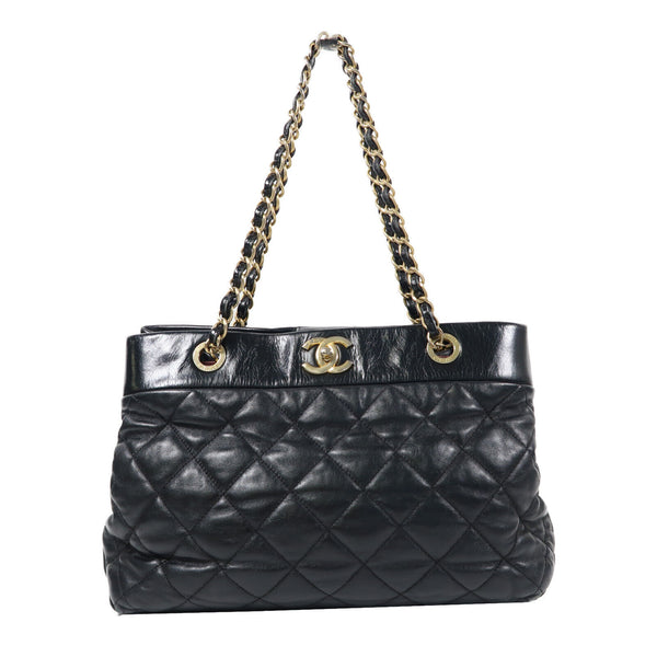 CHANEL Quilted CC GHW Soft Elegance Quilted Shoulder Bag A66415 Calfskin Black