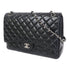 CHANEL Quilted CC SHW Maxi Jumbo Chain Shoulder Bag Lambskin Leather Black