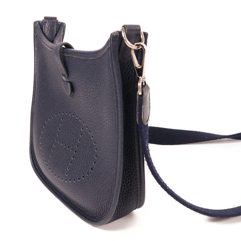HERMES PHW Evelyne TPM Shoulder Bag Taurillon Clemence Leather Bleu Nuit