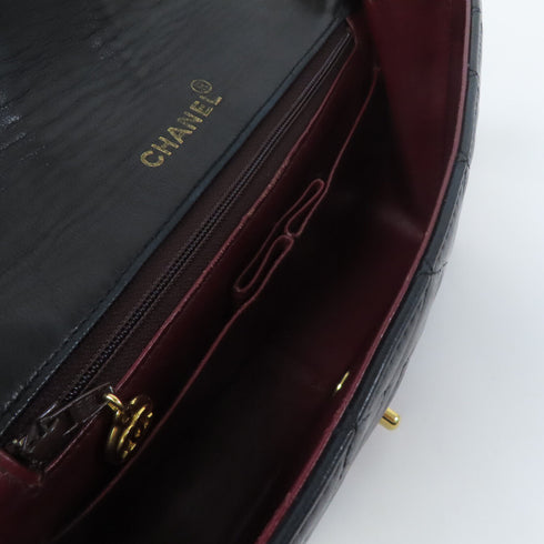 CHANEL CC GHW Vintage Shoulder Bag Lambskin Leather Black