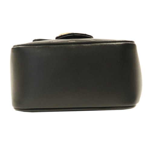 GUCCI Herringbone GG GHW Bucket Bag Shoulder Bag 746433 Calfskin Leather Black