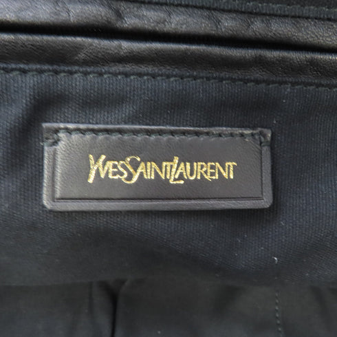 YVES SAINT LAURENT YSL GHW Handbag 200314 Embossed Leather Black