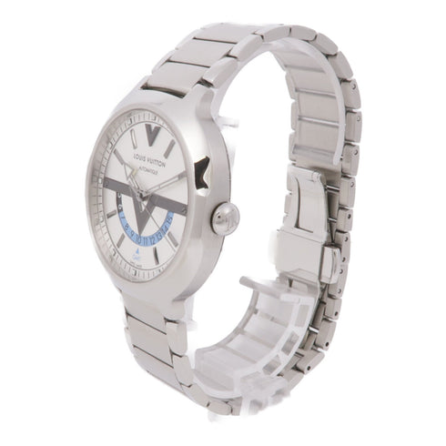 LOUIS VUITTON LV Voyager GMT Automatic Watch Q7D311 Stainless Steel Silver