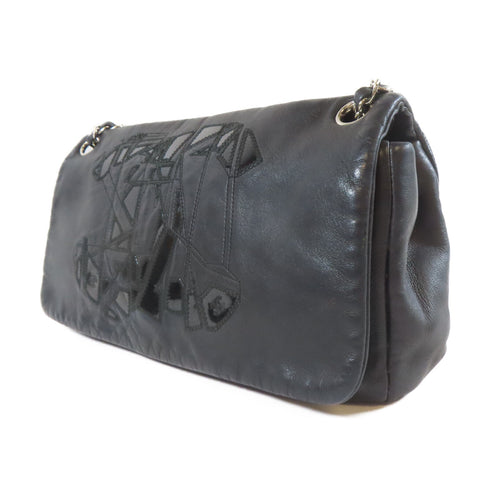 CHANEL CC SHW Chain Shoulder Bag Calfskin Leather Black 5