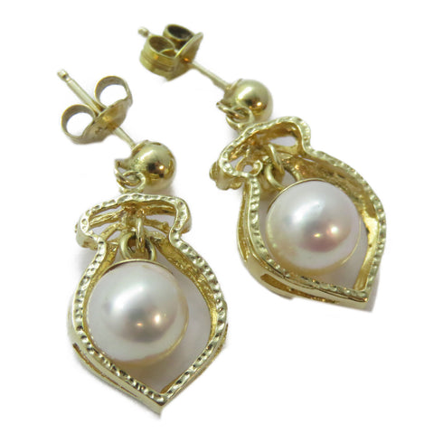 FINE JEWELRY Earrings 14K Yellow Gold/PVC Gold/White