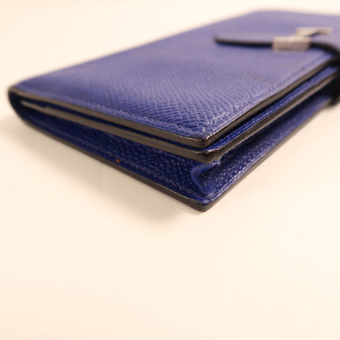 HERMES PHW Bearn Long Wallet Veau Epsom Leather Blue