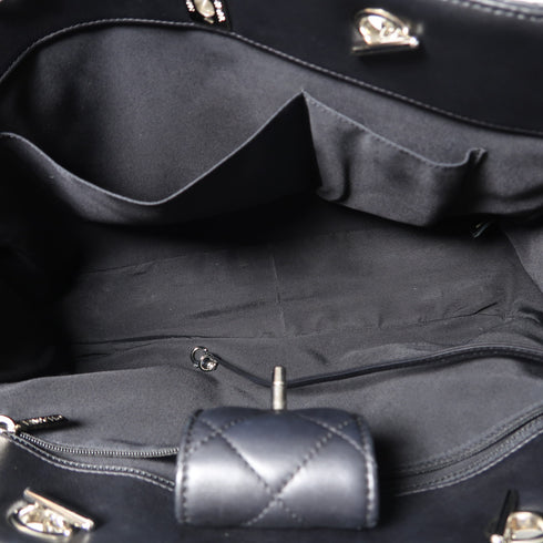 CHANEL Quilted CC SHW Chain Shoulder Bag Calfskin Leather Black v10