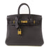 HERMES GHW Birkin 25 Handbag Togo Leather Noir Black