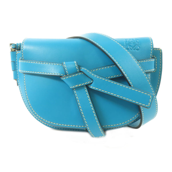 LOEWE SHW Gate Bumbag Waist Body Bag Calfskin Leather Blue