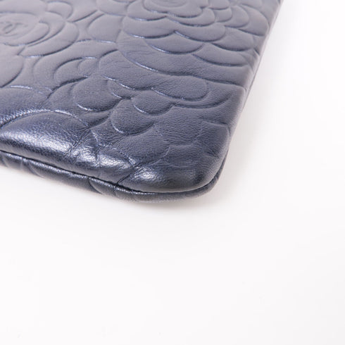 CHANEL CC GHW Clutch Second Bag Lambskin Leather Blue