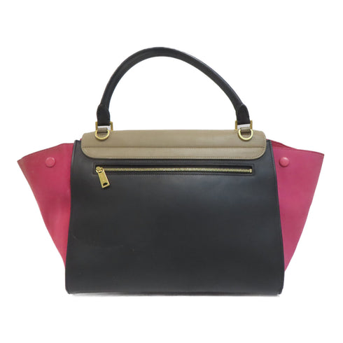 CELINE GHW Trapeze Shoulder Bag Handbag Calfskin Leather Grey Black Red