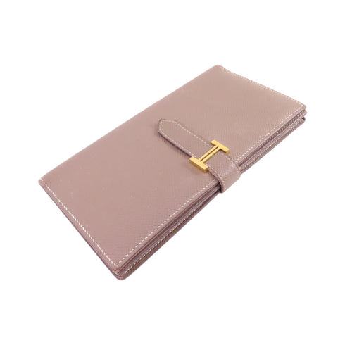 HERMES GHW Bearn W Snap Long Wallet Epsom Leather