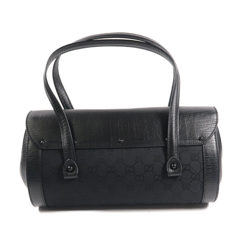 GUCCI GG Bamboo Bullet Shoulder Bag Canvas 111713 Black