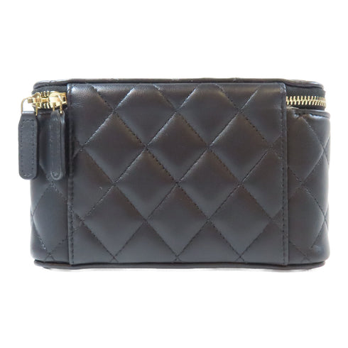 CHANEL Quilted CC GHW Charms Vanity Case Shoulder AP1341 Lambskin Leather Black