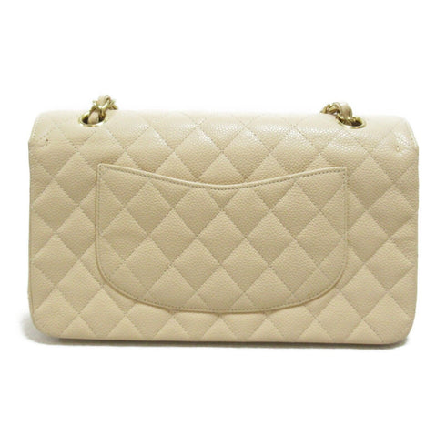 CHANEL Quilted CC GHW Matelasse Flap Chain Shoulder Bag Leather Beige