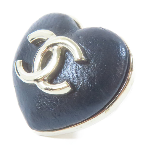 CHANEL CC Brooch Leather/Metal Black/Gold