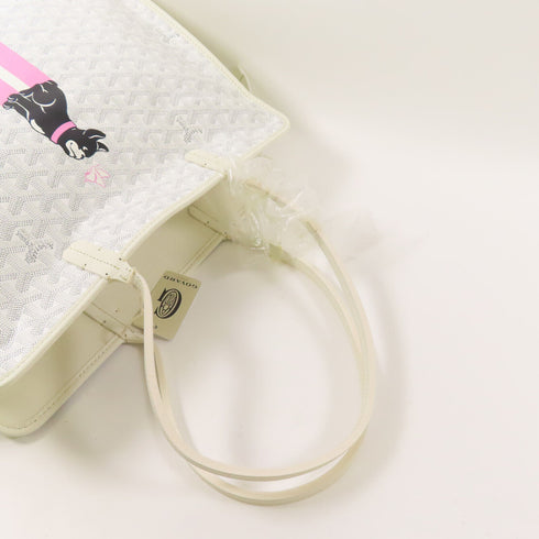 GOYARD SHW Hardy PM Shoulder Bag PVC Coated Canvas Calfskin Leather White