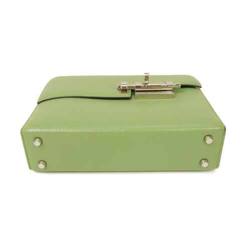 HERMES PHW Verrou Mini Chain Shoulder Bag Chevre Leather Vert Criquet Green