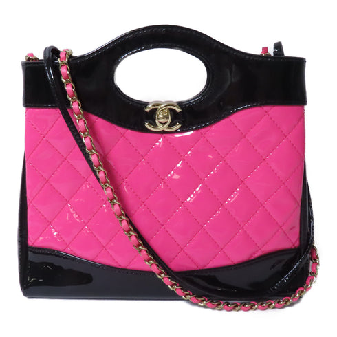 CHANEL Quilted CC GHW Chanel 31 Mini Shopping Bag Leather AS4133 Pink/Black