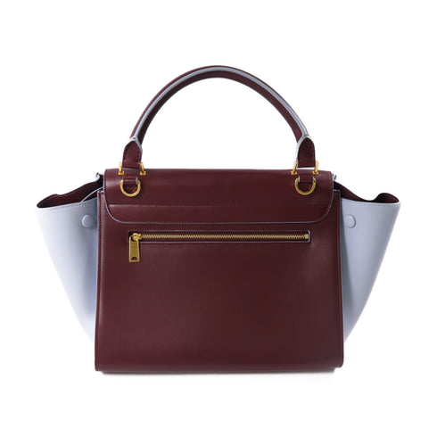 CELINE GHW 2Way Shoulder Hand Bag Calfskin Leather Red/Light Blue