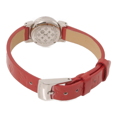 LOUIS VUITTON LV Tambour Quartz Watch Q151Z Stainless Steel/Leather Red