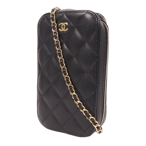 CHANEL CC GHW Chain Shoulder Bag Calfskin Leather Black v4