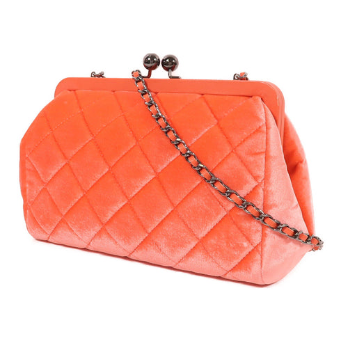 CHANEL CC Chain Shoulder Bag Velours Coral Pink