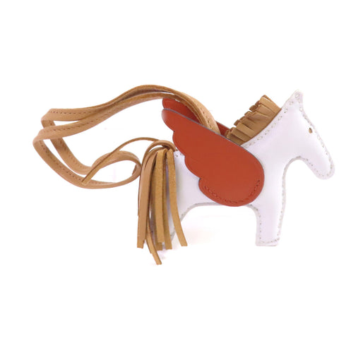 HERMES Rodeo PM Charm Swift Leather White Brown