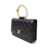 CHANEL Quilted CC GHW Pearl Handle Bag 2 Way Shoulder Lambskin Leather Black