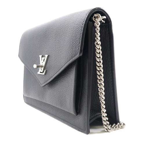 LOUIS VUITTON LV SHW Mylockme Chain Shoulder Bag M63471 Calfskin Leather Black v2