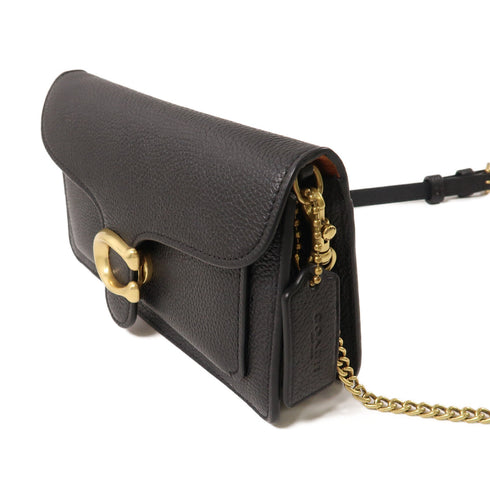 COACH GHW Chain Shoulder Bag CE772 Calfskin Leather Black