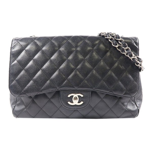 CHANEL Quilted CC SHW Jumbo Shoulder Bag AS8600 Grained Calfskin Leather Black