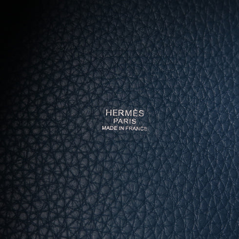 HERMES PHW Picotin PM Hand Bag/Bucket Tote Bag Clemence Leather Colvert