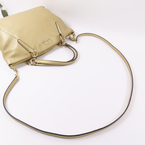 COACH GHW Shoulder Bag J1548 Calfskin Leather Gold