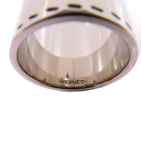HERMES Palladium Scarf Ring Metal Silver Tone Color Red