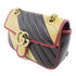 GUCCI GHW GG Marmont Shoulder Bag Calfskin Leather Black Beige