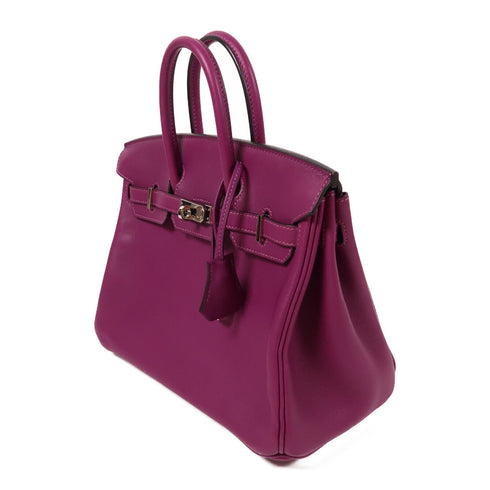 HERMES PHW Birkin 25 Handbag Veau Swift Leather Anemone