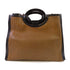FENDI GHW Runaway Handbag Shopping Bag Calfskin Leather 8BH360 Brown Black